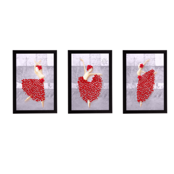 Set Of 3 Gorgeous Geometrical Flower Satin Matt Texture UV Art Painting 1