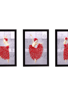 Set Of 3 Gorgeous Geometrical Flower Satin Matt Texture UV Art Painting