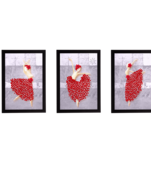 Set Of 3 Gorgeous Geometrical Flower Satin Matt Texture UV Art Painting