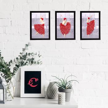 Set Of 3 Gorgeous Geometrical Flower Satin Matt Texture UV Art Painting 2