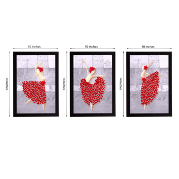 Set Of 3 Gorgeous Geometrical Flower Satin Matt Texture UV Art Painting 3