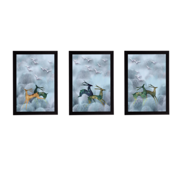 Set Of 3 Gorgeous Geometrical Flower Satin Matt Texture UV Art Painting 1