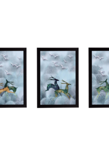 Set Of 3 Gorgeous Geometrical Flower Satin Matt Texture UV Art Painting
