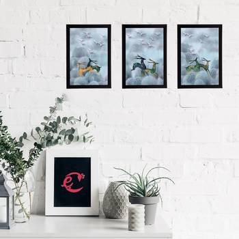 Set Of 3 Gorgeous Geometrical Flower Satin Matt Texture UV Art Painting 2