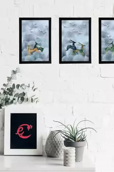 Set Of 3 Gorgeous Geometrical Flower Satin Matt Texture UV Art Painting