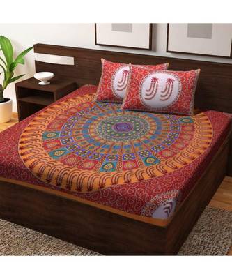 Indian Handmade Queen size Cotton Bedding Bedsheet Bedcover with Pillow Cover 1