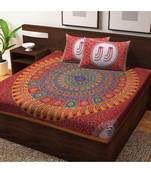 Indian Handmade Queen size Cotton Bedding Bedsheet Bedcover with Pillow Cover
