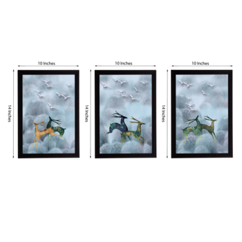 Set Of 3 Gorgeous Geometrical Flower Satin Matt Texture UV Art Painting 3