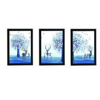 Set Of 3 Gorgeous Geometrical Flower Satin Matt Texture UV Art Painting 1