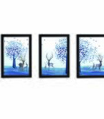 Set Of 3 Gorgeous Geometrical Flower Satin Matt Texture UV Art Painting