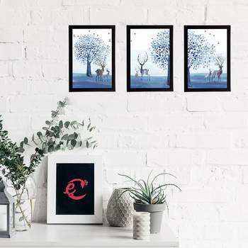 Set Of 3 Gorgeous Geometrical Flower Satin Matt Texture UV Art Painting 2