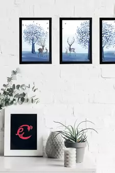 Set Of 3 Gorgeous Geometrical Flower Satin Matt Texture UV Art Painting