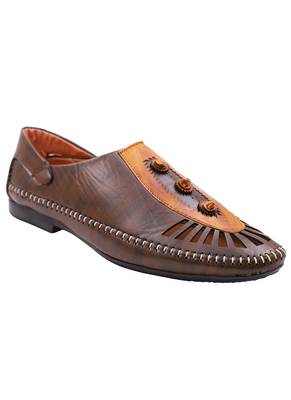  Casual Ethnic Brown Nagra Shoes For Men 3
