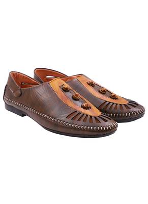  Casual Ethnic Brown Nagra Shoes For Men 4