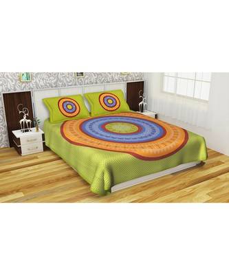 Indian Handmade Handscreen Printed Cotton Bedding Bedsheet with Pillow Cover 1