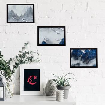 Set Of 3 Gorgeous Geometrical Flower Satin Matt Texture UV Art Painting 2
