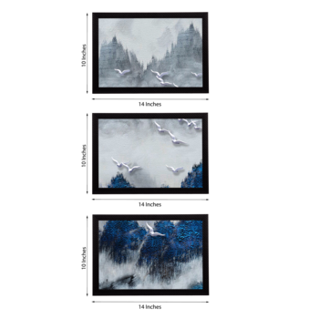 Set Of 3 Gorgeous Geometrical Flower Satin Matt Texture UV Art Painting 3