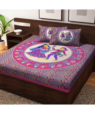 Pure Cotton Bedding Bedspead Hand Screen Printed Bedsheet With Pillow 1