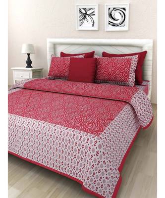 Cotton Jaipuri Print Bedding Bedspread with Pillow Cover Sanganeri Print 1