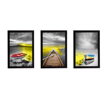 Set Of 3 Gorgeous Geometrical Flower Satin Matt Texture UV Art Painting 1