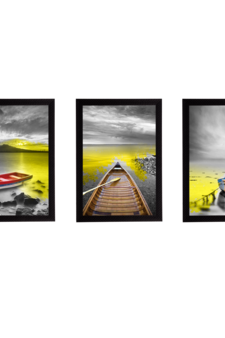 Set Of 3 Gorgeous Geometrical Flower Satin Matt Texture UV Art Painting