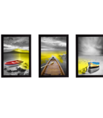 Set Of 3 Gorgeous Geometrical Flower Satin Matt Texture UV Art Painting