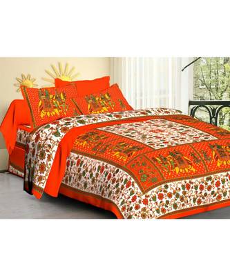 Indian Pure 100% Cotton Sanganeri Jaipuri Bedsheet Bedspread Bedding Throw 1