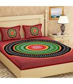 Sanganeri Screen Print Cotton Bedding Bedsheet with 2 Pillow Cover