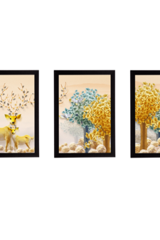 Set Of 3 Gorgeous Geometrical Flower Satin Matt Texture UV Art Painting