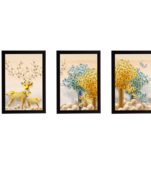 Set Of 3 Gorgeous Geometrical Flower Satin Matt Texture UV Art Painting