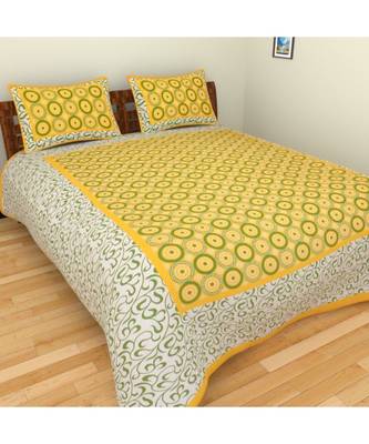 Indian Cotton Print Bedding Bedsheet with 2 Pillow Cover Sanganeri Bedspread 1