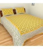 Indian Cotton Print Bedding Bedsheet with 2 Pillow Cover Sanganeri Bedspread