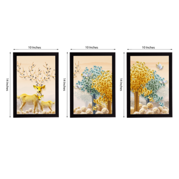 Set Of 3 Gorgeous Geometrical Flower Satin Matt Texture UV Art Painting 3