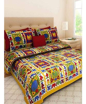 Cotton Hand Screen Printed Bedding Bedsheet with 2 Pillow Cover Boho Bohemian 1