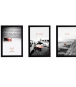 Set Of 3 Gorgeous Geometrical Flower Satin Matt Texture UV Art Painting