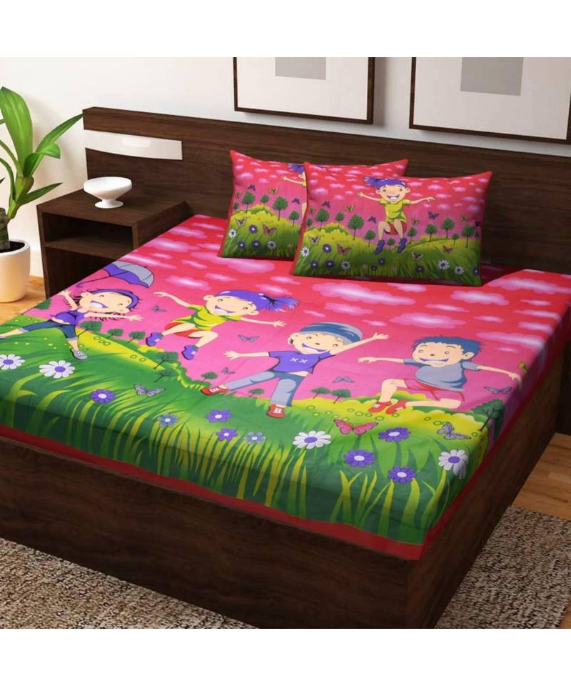 100% Cotton Hand Screen Printed Bedsheet with 2 Pillow Cover Handmade Bedding Bedspread