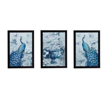 Set Of 3 Gorgeous Geometrical Flower Satin Matt Texture UV Art Painting 1