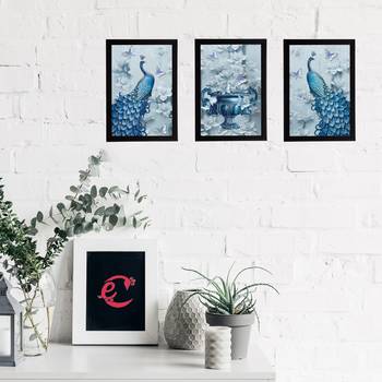 Set Of 3 Gorgeous Geometrical Flower Satin Matt Texture UV Art Painting 2
