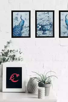 Set Of 3 Gorgeous Geometrical Flower Satin Matt Texture UV Art Painting