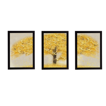 Set Of 3 Gorgeous Geometrical Flower Satin Matt Texture UV Art Painting 1