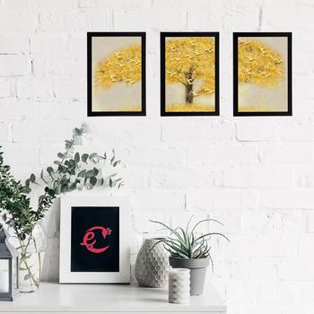 Set Of 3 Gorgeous Geometrical Flower Satin Matt Texture UV Art Painting 2