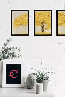 Set Of 3 Gorgeous Geometrical Flower Satin Matt Texture UV Art Painting