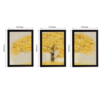 Set Of 3 Gorgeous Geometrical Flower Satin Matt Texture UV Art Painting 3
