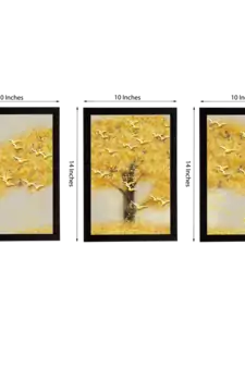 Set Of 3 Gorgeous Geometrical Flower Satin Matt Texture UV Art Painting