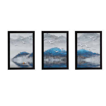 Set Of 3 Gorgeous Geometrical Flower Satin Matt Texture UV Art Painting 1