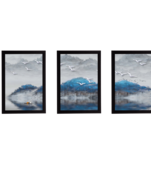 Set Of 3 Gorgeous Geometrical Flower Satin Matt Texture UV Art Painting