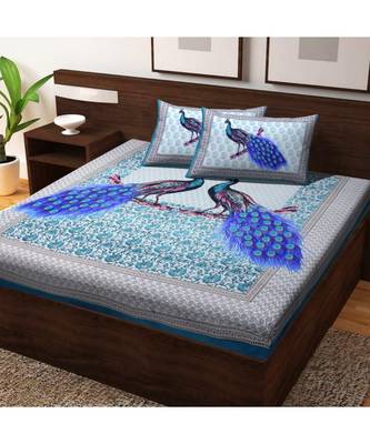 100% Cotton Double Bedsheet Bedapread Hand Printed Double bedsheet with Pillow Cover 1