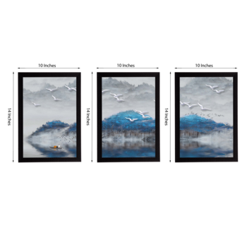 Set Of 3 Gorgeous Geometrical Flower Satin Matt Texture UV Art Painting 3