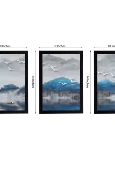 Set Of 3 Gorgeous Geometrical Flower Satin Matt Texture UV Art Painting