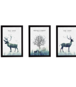 Set Of 3 Gorgeous Geometrical Flower Satin Matt Texture UV Art Painting